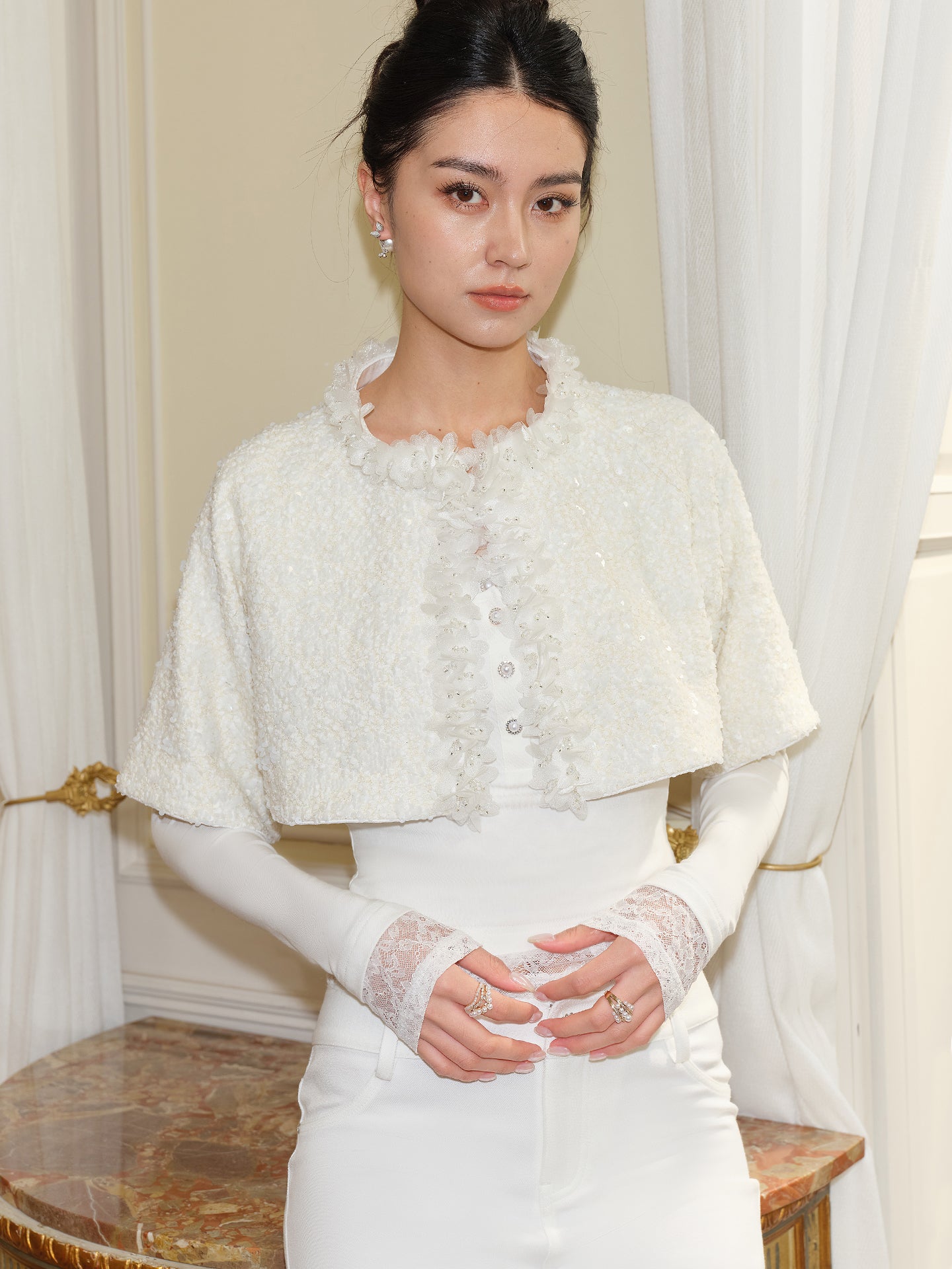 J TheChosen Beaded Openwork Capelet