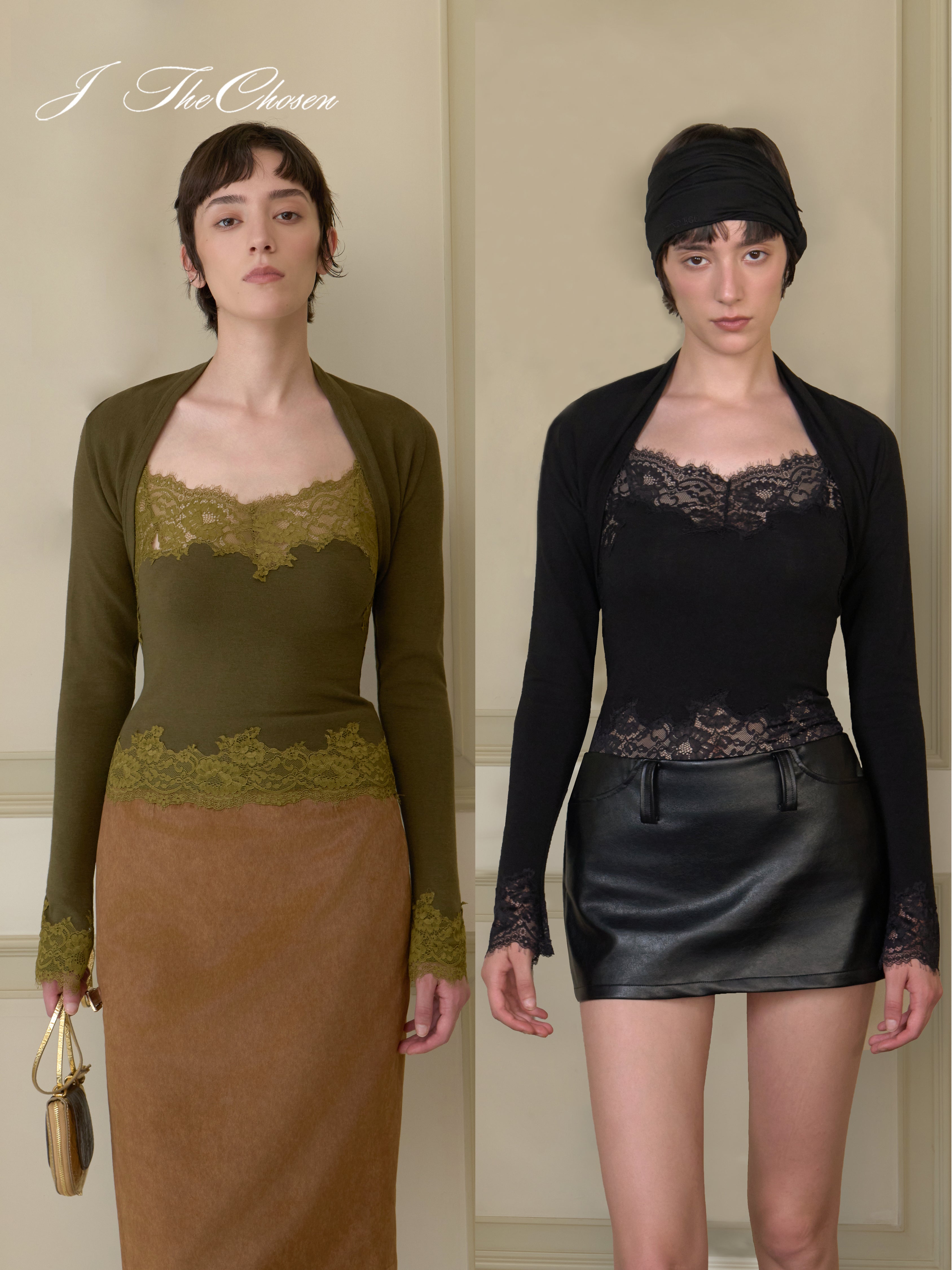 J TheChosen   Vintage Lace Top & Camisole Two-Piece Set
