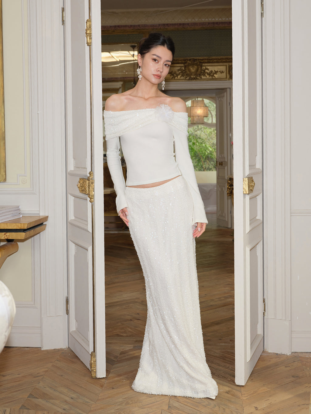J TheChosen Sequin Lace-Knit Mermaid Dress
