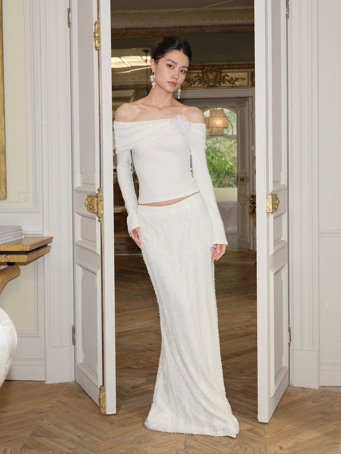 J TheChosen Sequin Lace-Knit Mermaid Dress