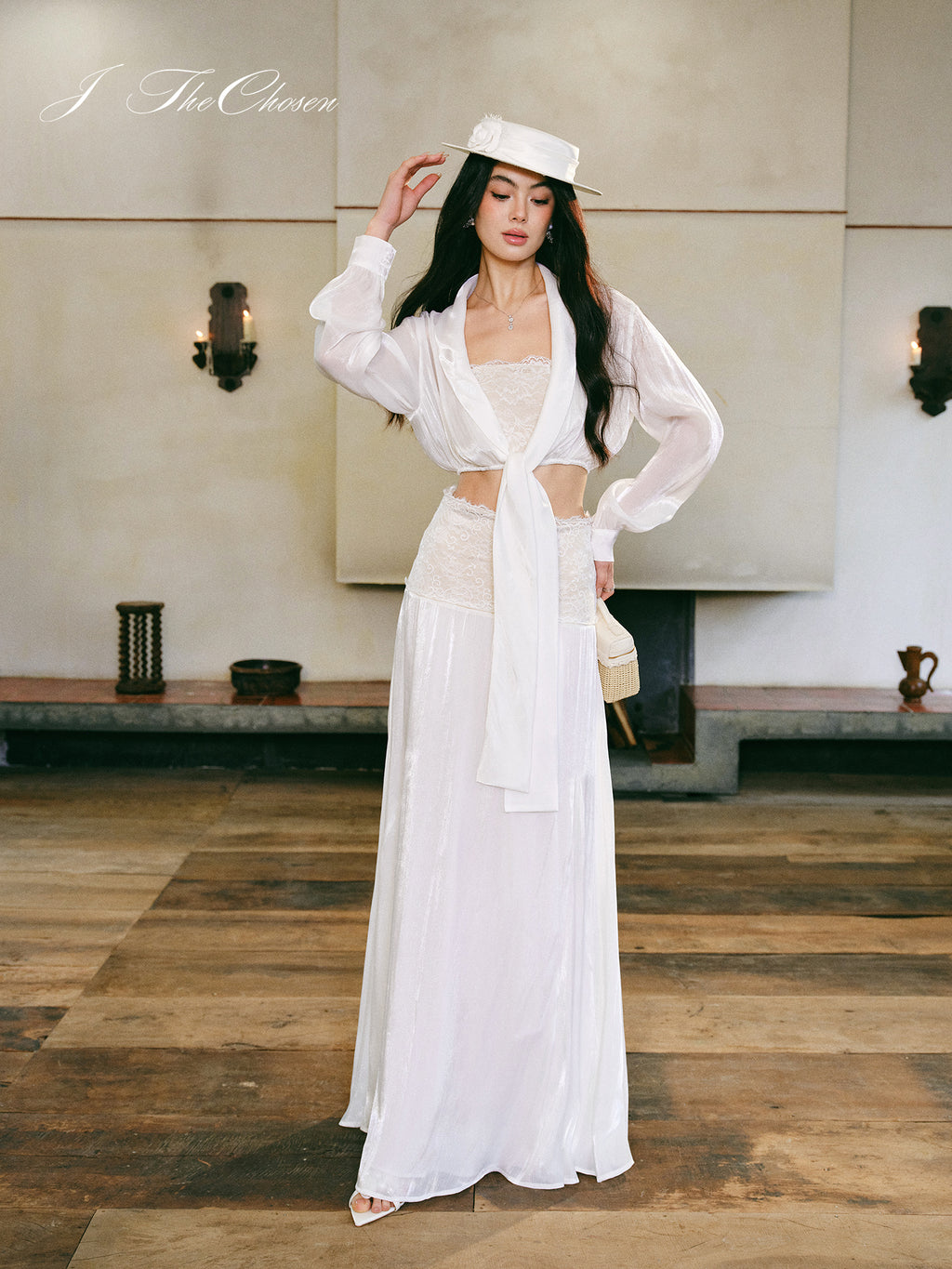 J TheChosen French Lace Chiffon Skirt Set