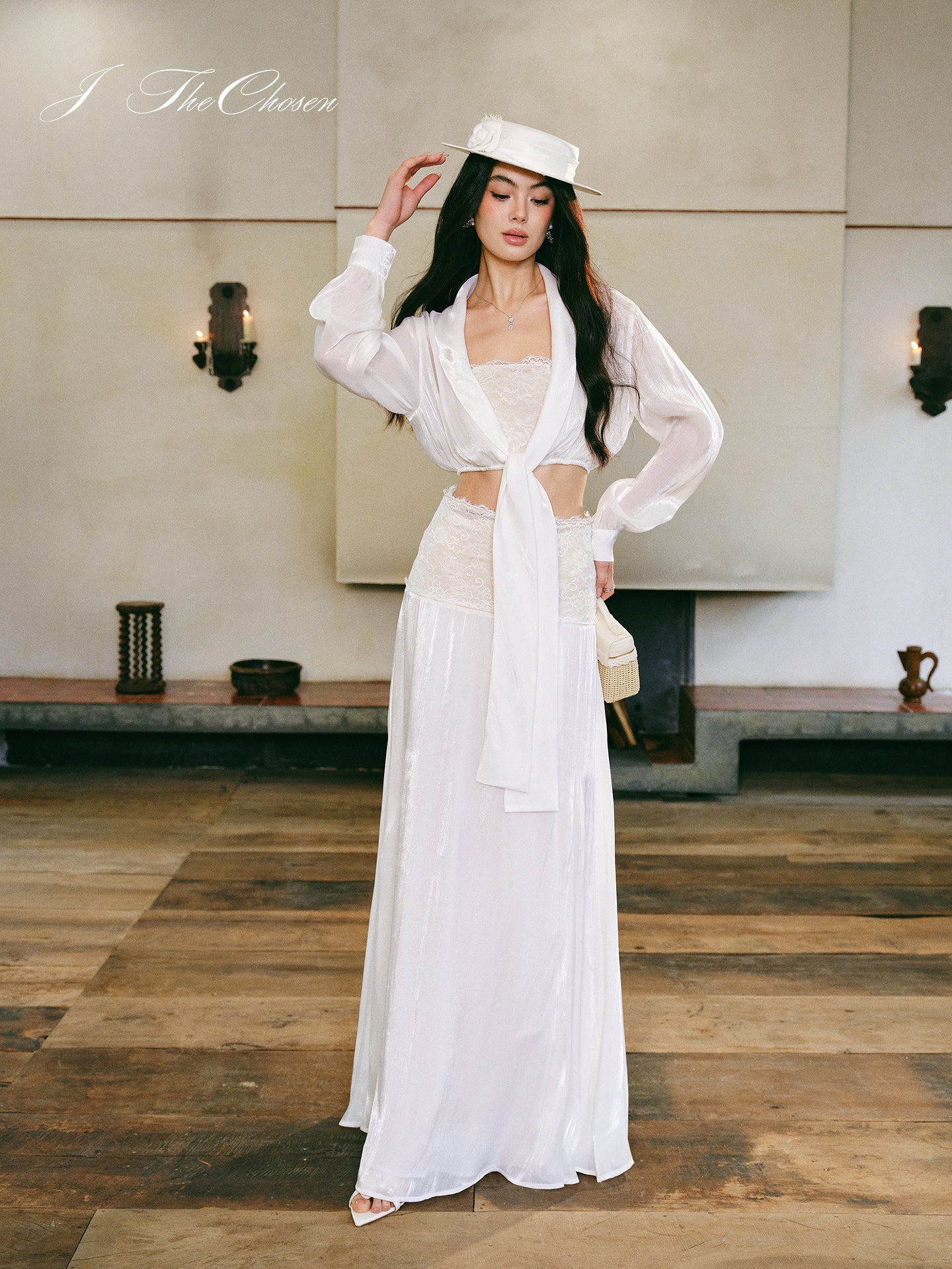 J TheChosen French Lace Chiffon Skirt Set