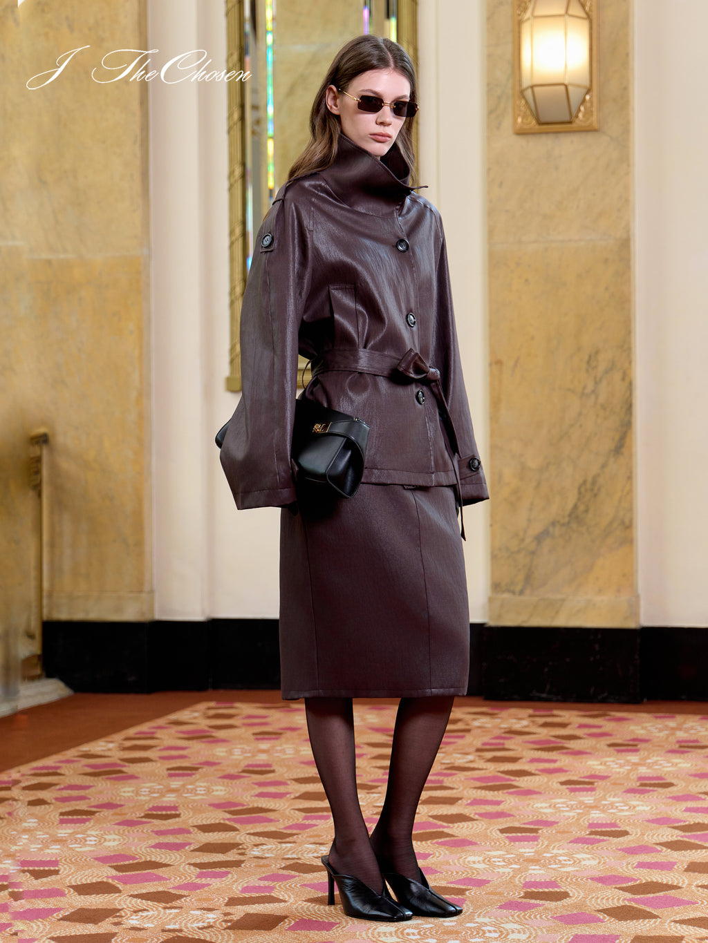 J TheChosen Vintage Waxed Jacket & Skirt Two-Piece Set