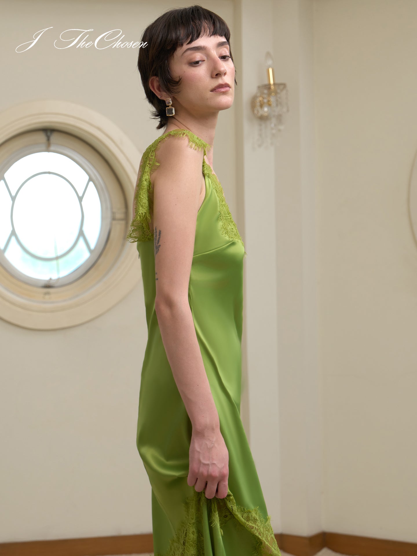 J TheChosen Lace Satin Slip Dress