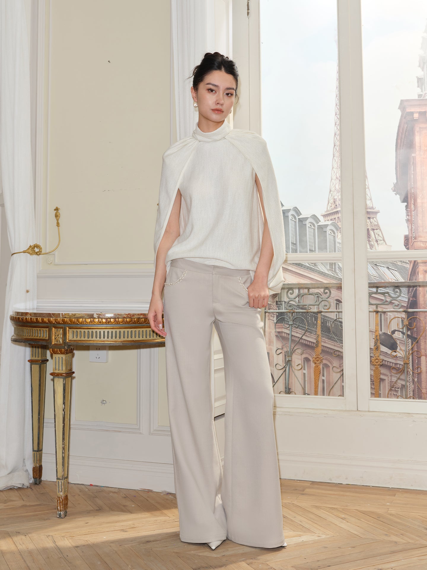 J TheChosen Metallic-Knit Cape Vest