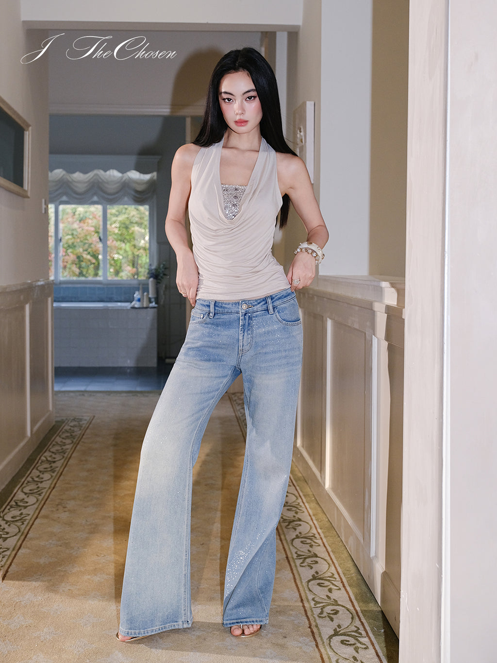 J TheChosen Silver-Speckled Slim Jeans
