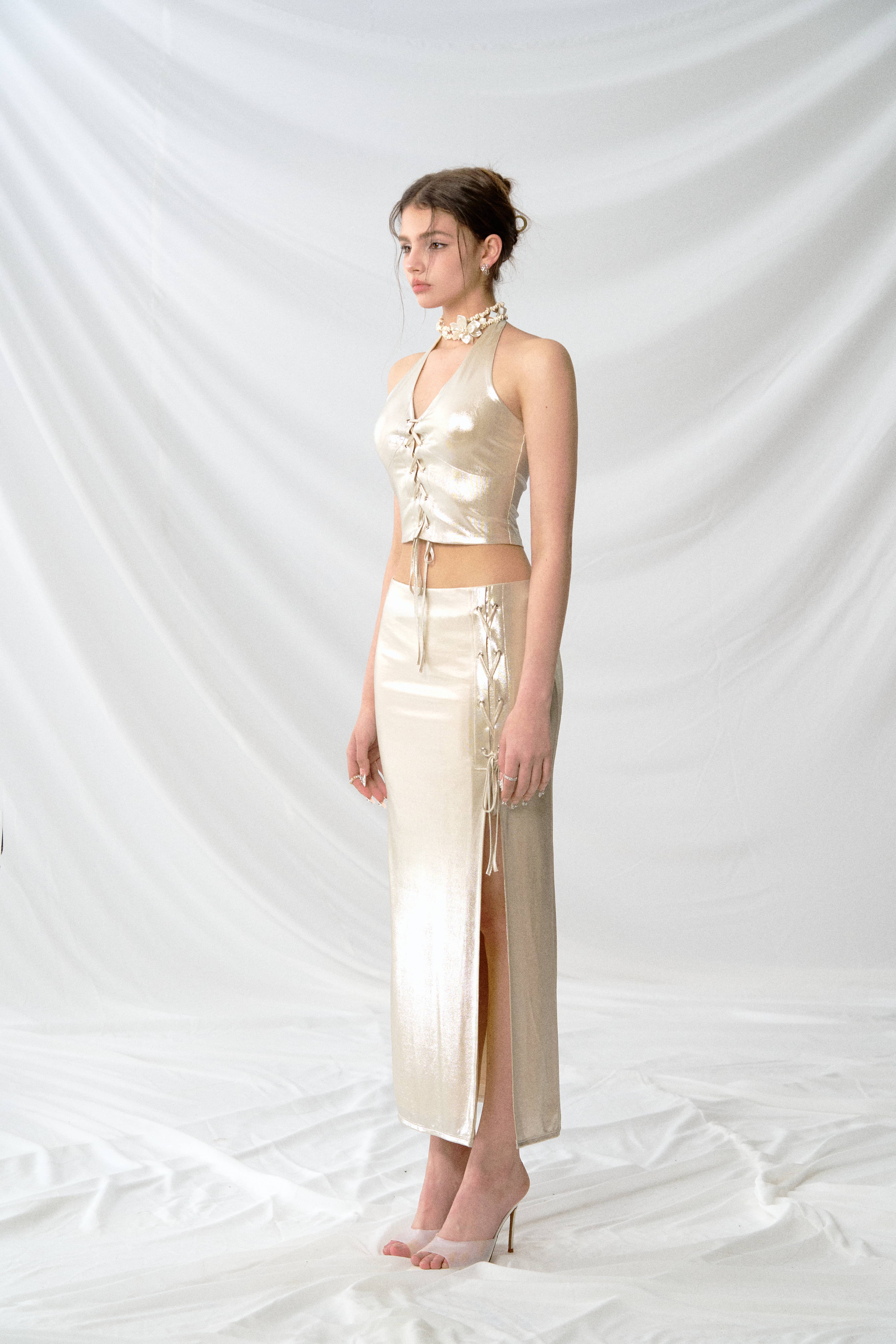 J TheChosen Champagne Glossy Camisole Top