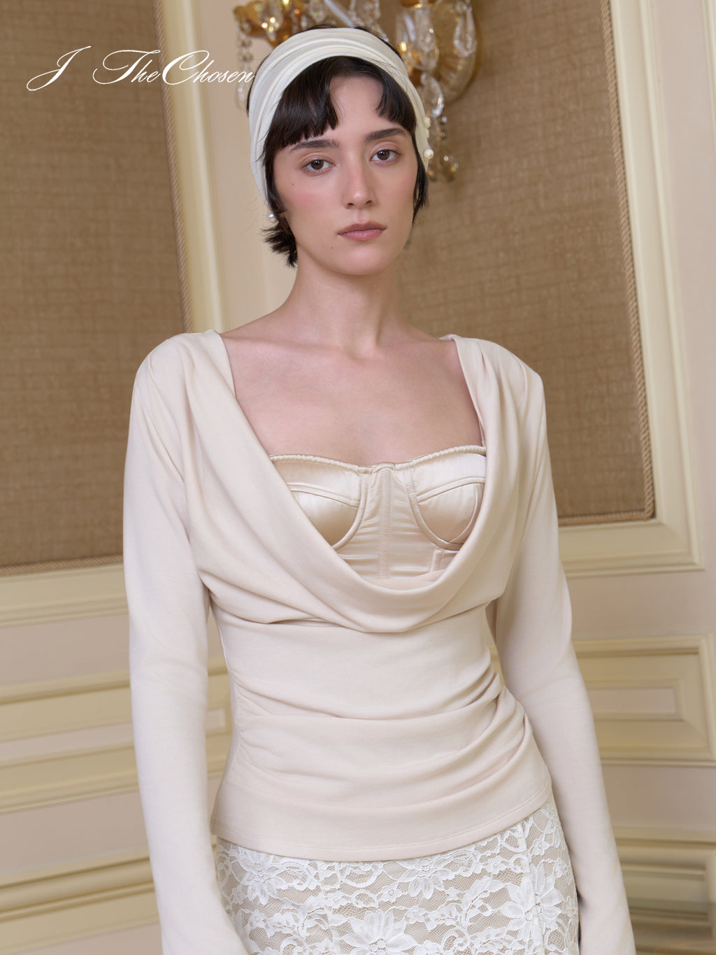 J TheChosen Boned Bustier & Cowl Knit Set