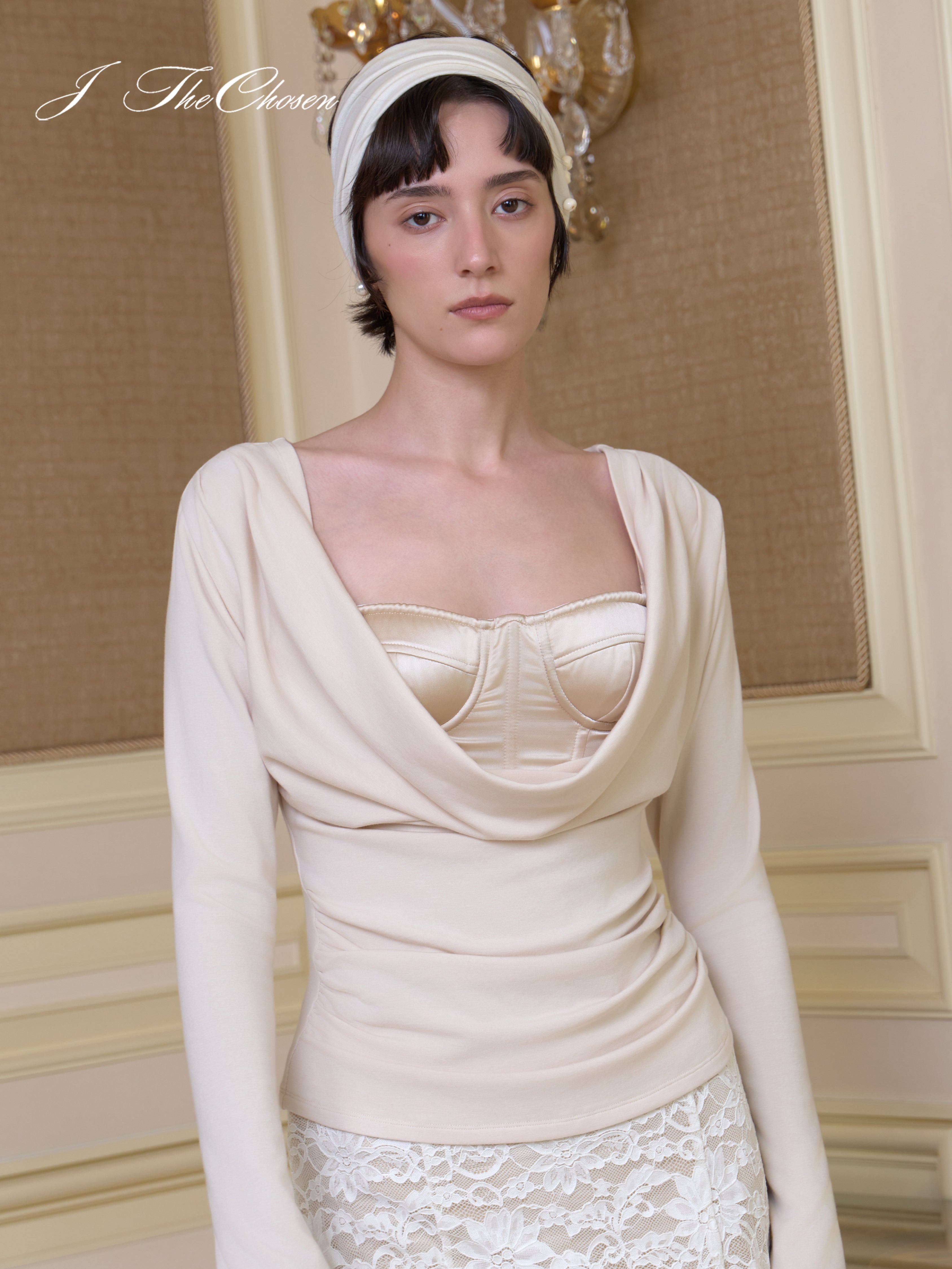 J TheChosen Boned Bustier & Cowl Knit Set