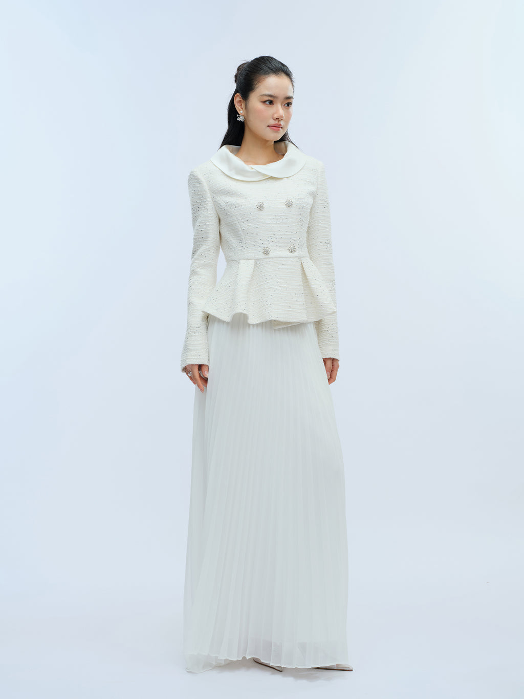 J TheChosen Crystal Pleated Tweed Set