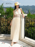 J TheChosen Textured Lace Halter Dress