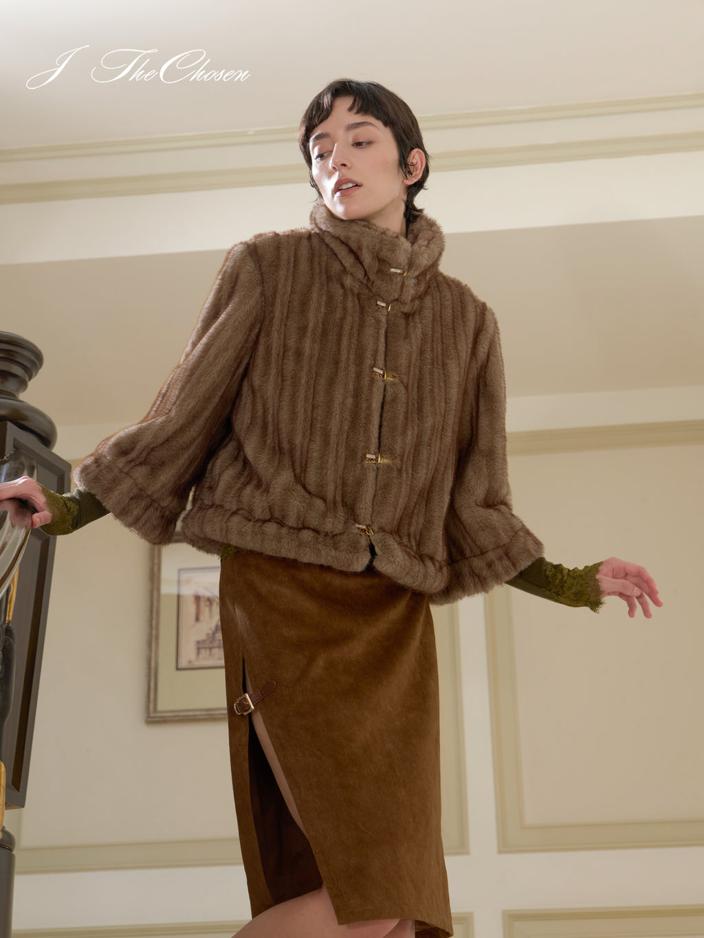 J TheChosen Cropped Faux Fur Jacket
