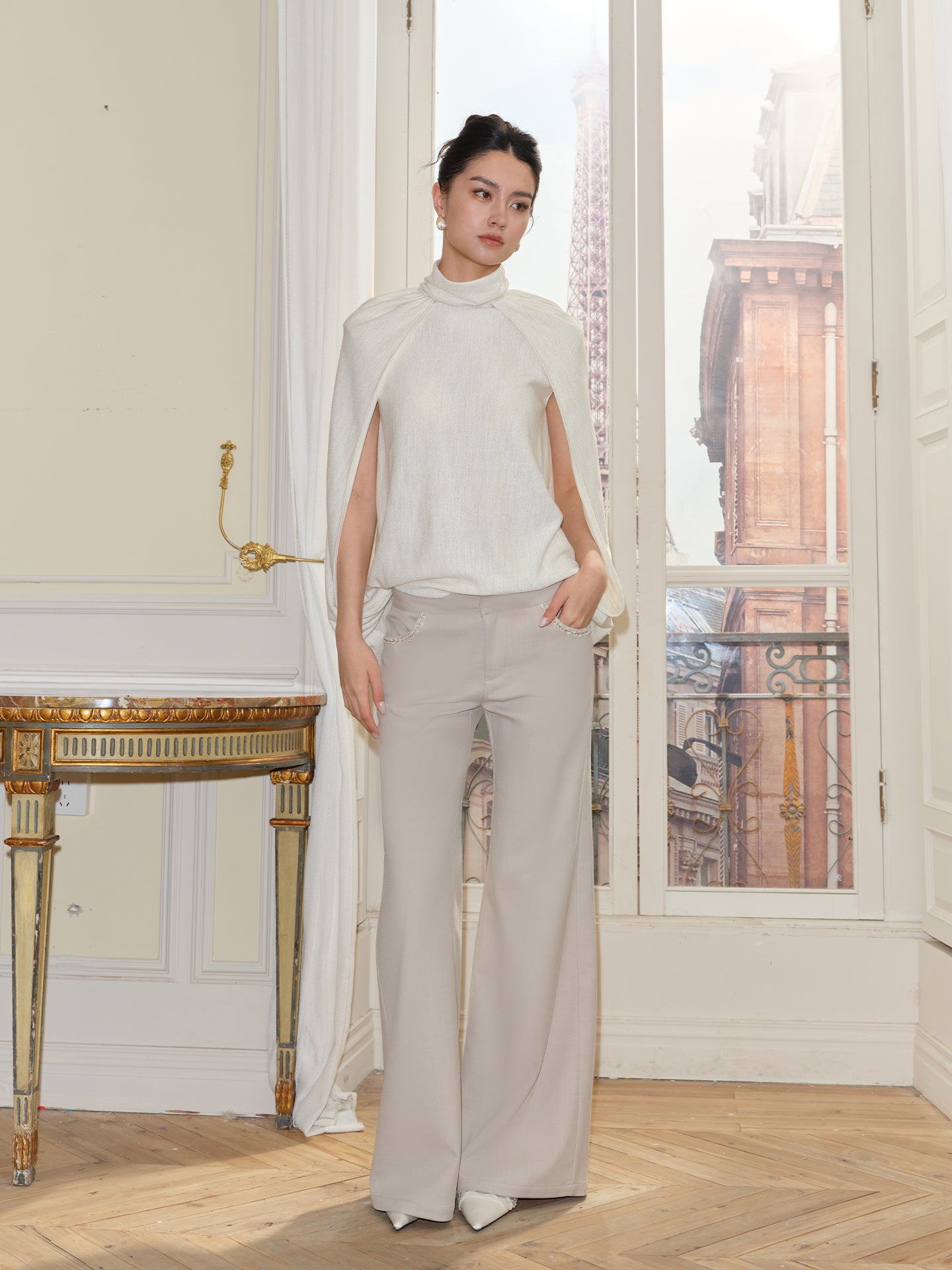 J TheChosen Metallic-Knit Cape Vest