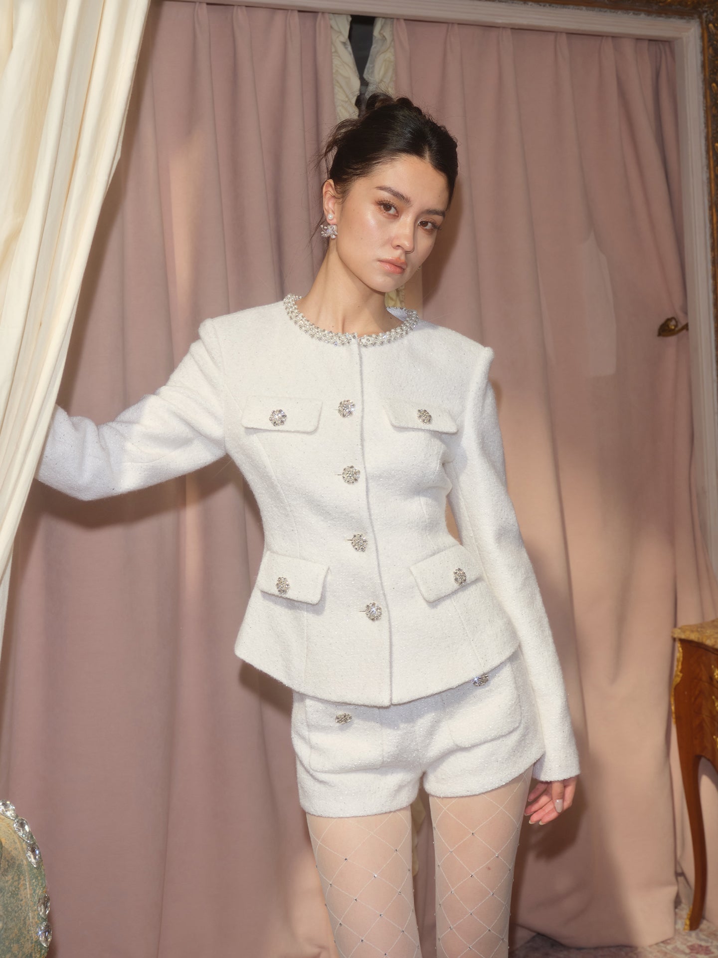 J TheChosen Beaded Tweed Jacket & Shorts Set