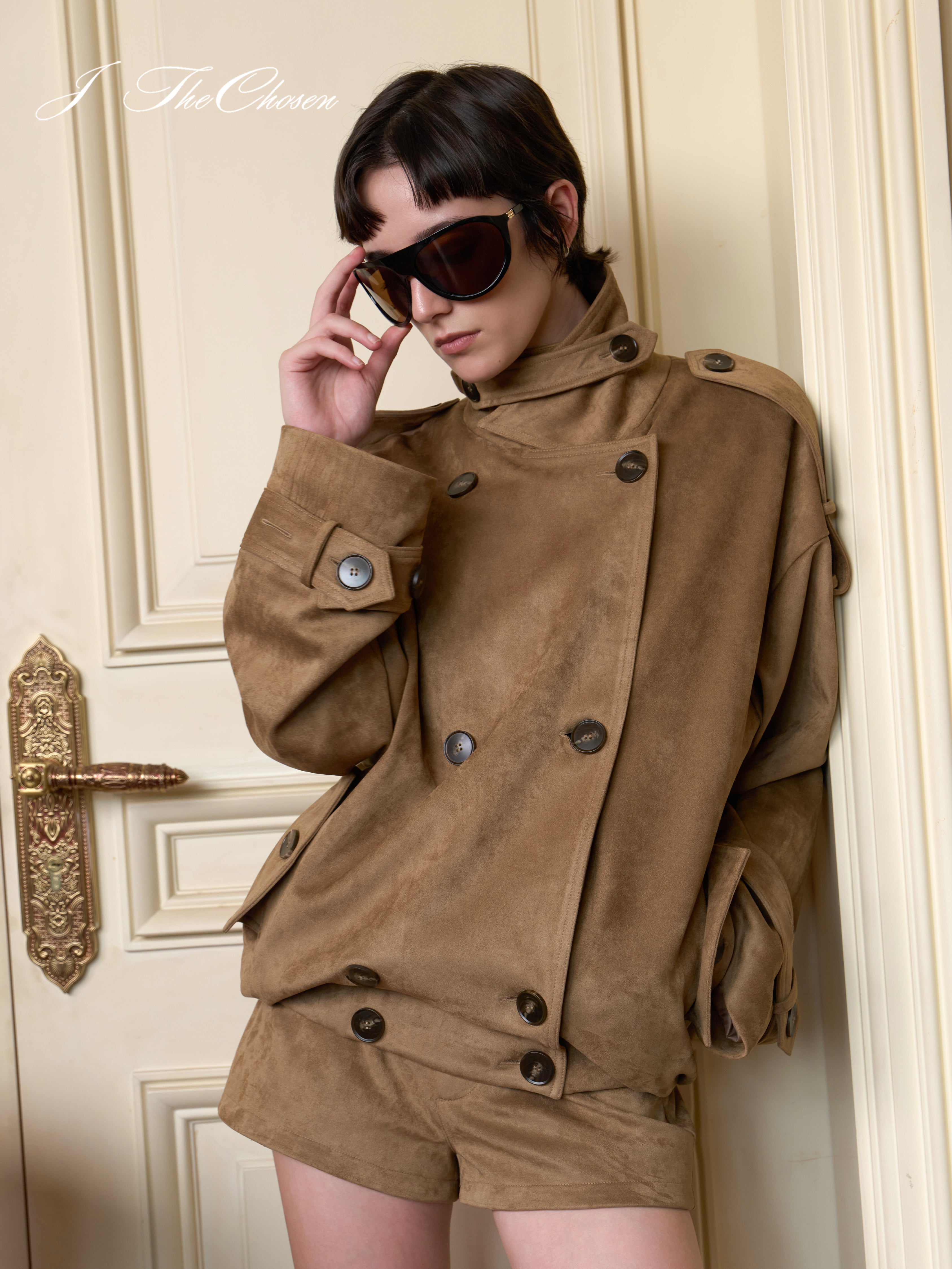 J TheChosen Suede Jacket & Shorts Set