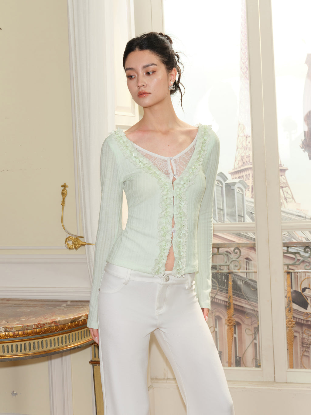 J TheChosen Mint Two-Tone Cardigan