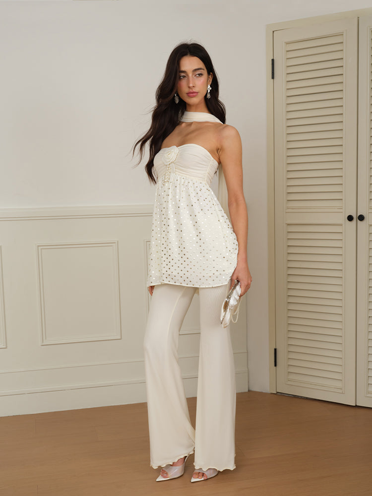 J TheChosen "Silken Mirage"Polka Dot 3D Beaded Flower Set