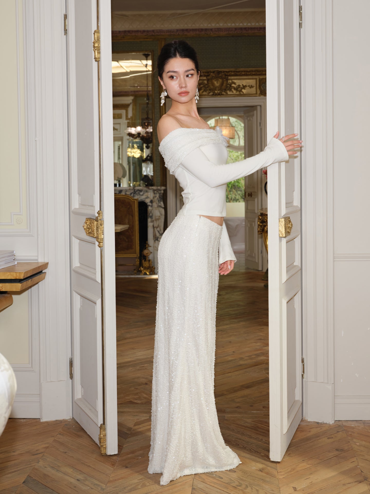 J TheChosen Sequin Lace-Knit Mermaid Dress