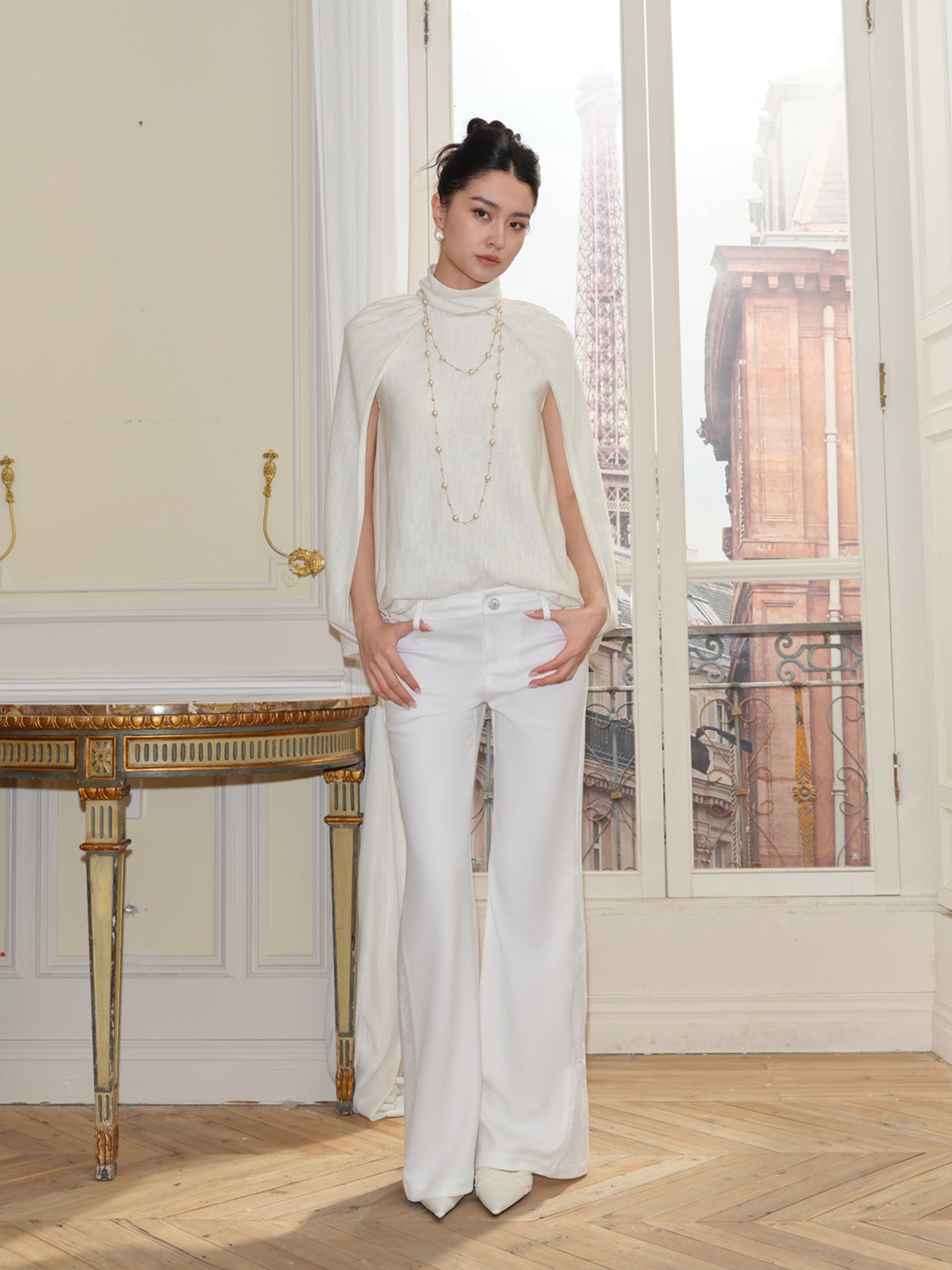 J TheChosen Metallic-Knit Cape Vest