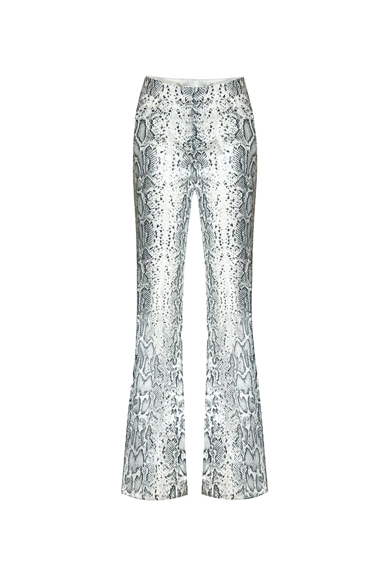J TheChosen  Snake Print Sequin Fitted Flared Pants
