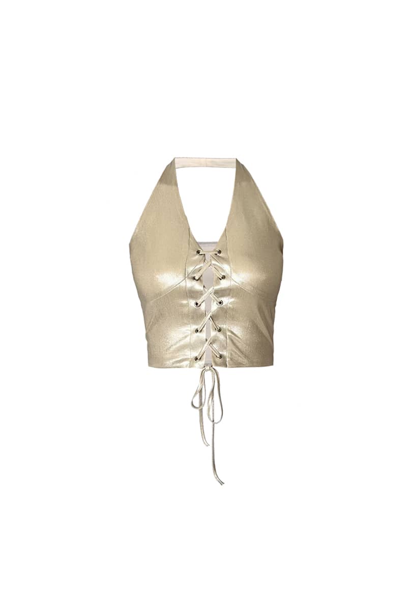 J TheChosen Champagne Glossy Camisole Top