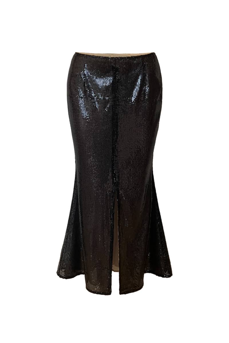 J TheChosen Black Sequin Fishtail Skirt