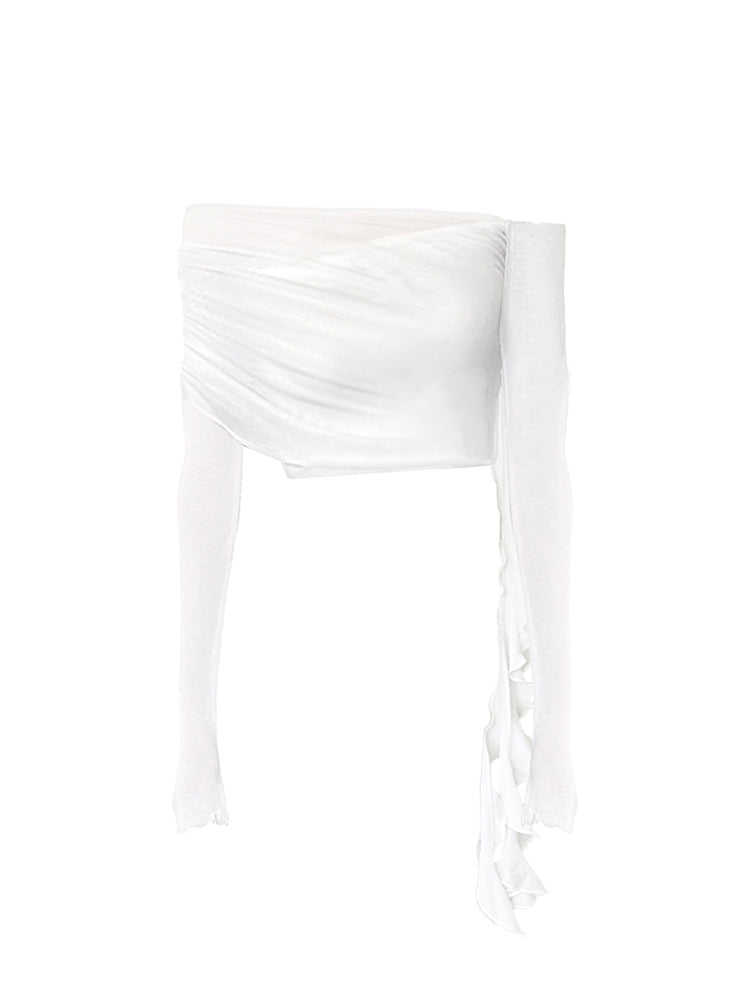 J TheChosen "Moon Veil Dance" Fake Two-Piece Off-Shoulder Knit Baselayer