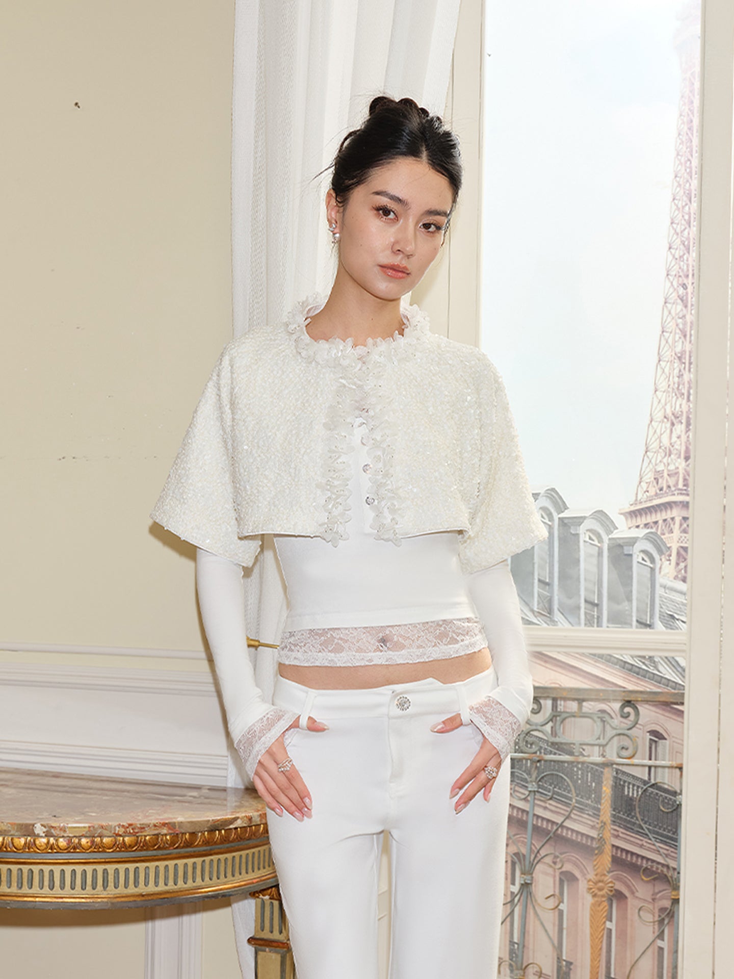 J TheChosen Beaded Openwork Capelet