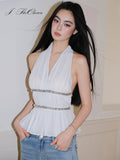 J TheChosen Chiffon Ruffle Halter Cami