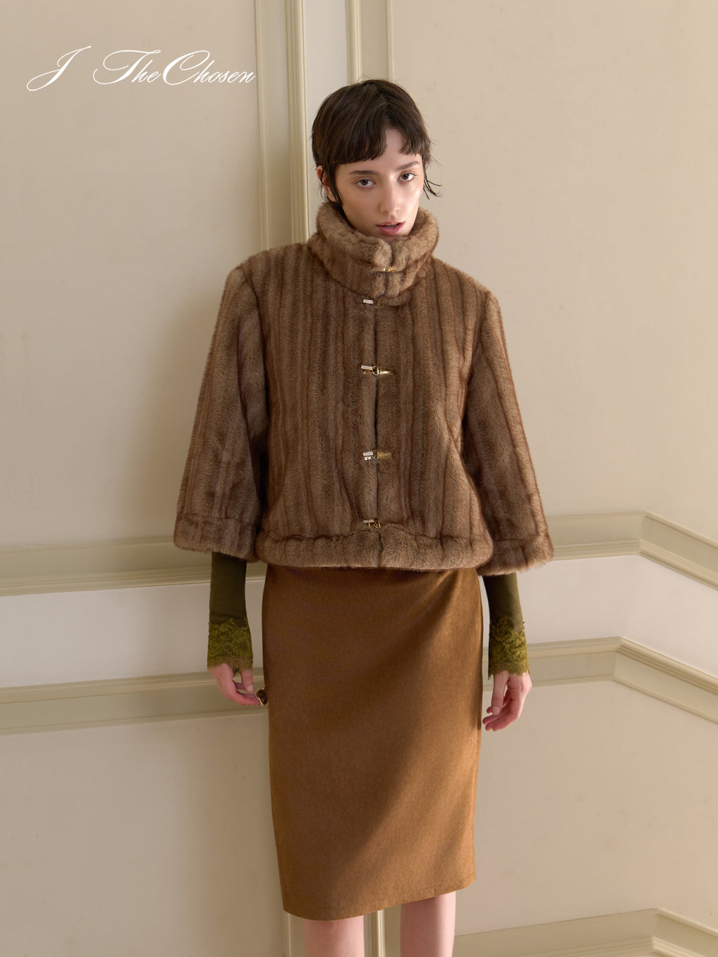 J TheChosen Cropped Faux Fur Jacket