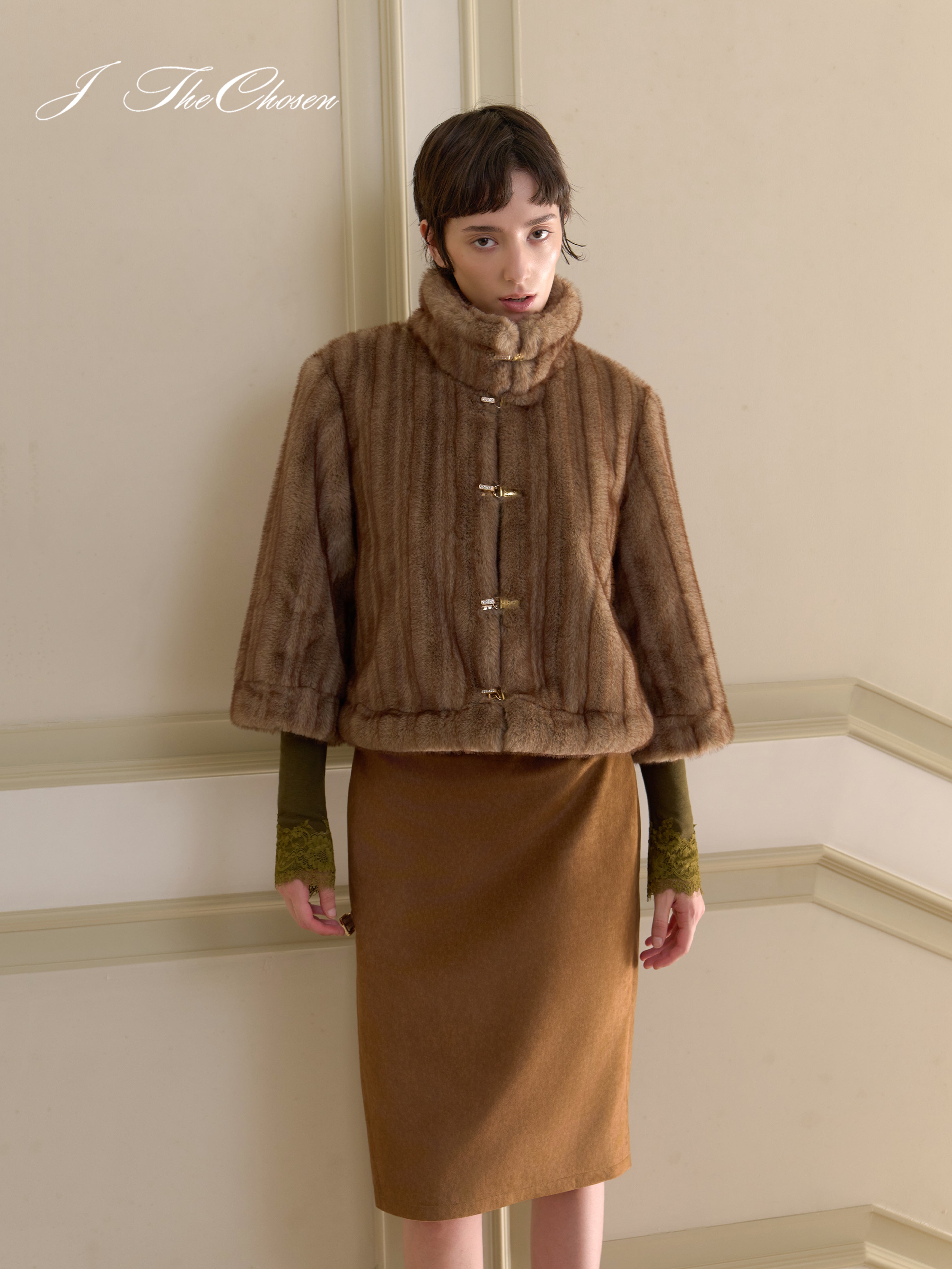 J TheChosen Cropped Faux Fur Jacket