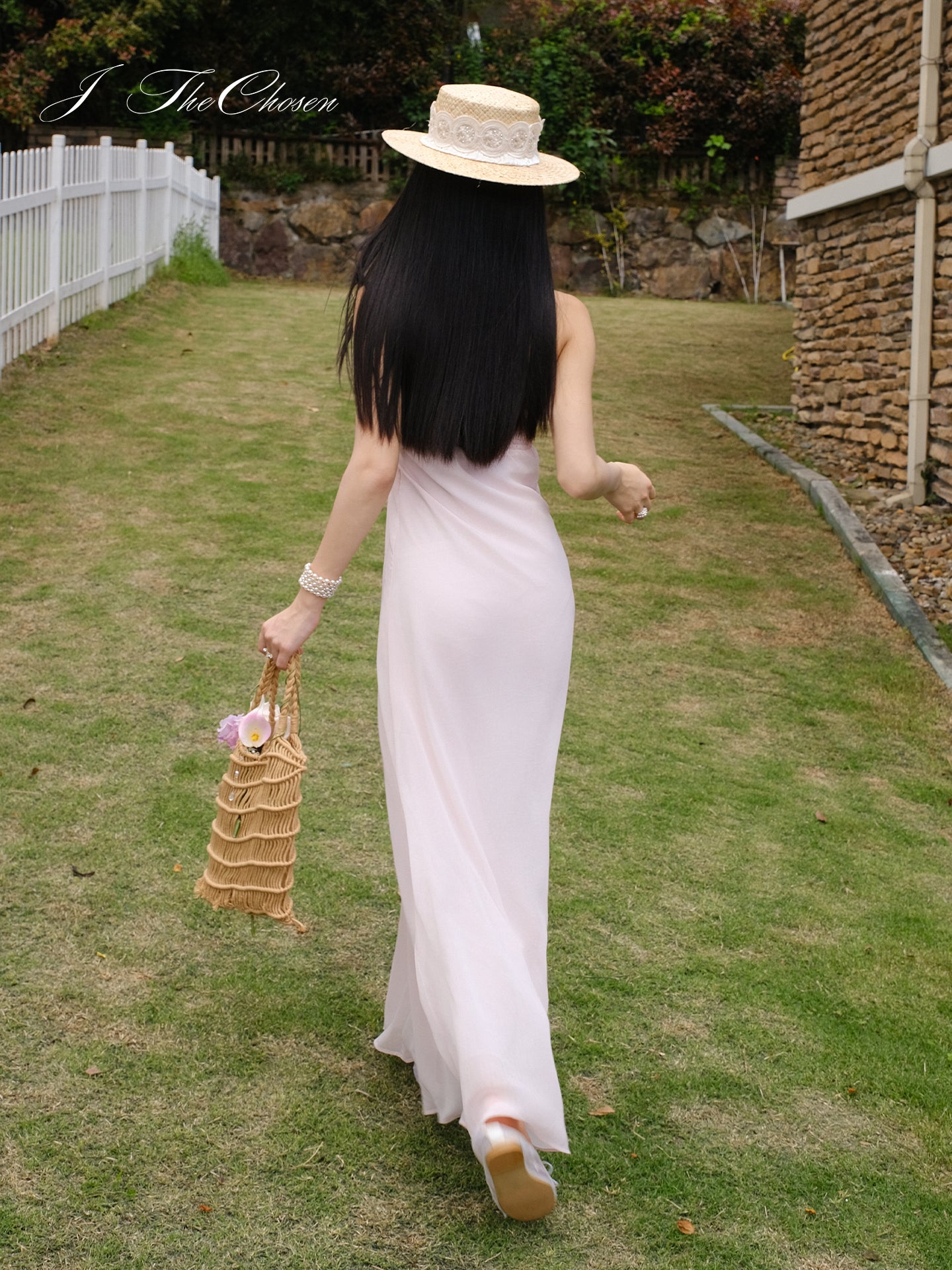 J TheChosen Halter Beaded Flowy Maxi Dress
