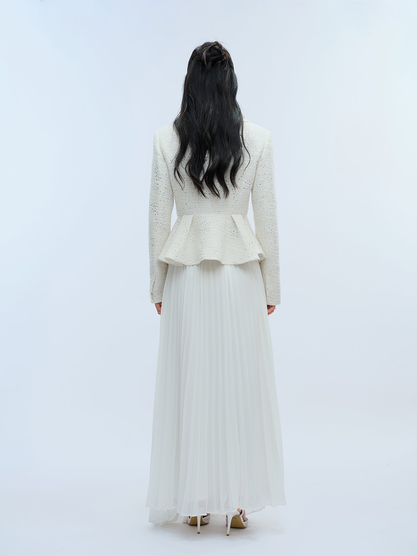 J TheChosen Crystal Pleated Tweed Set
