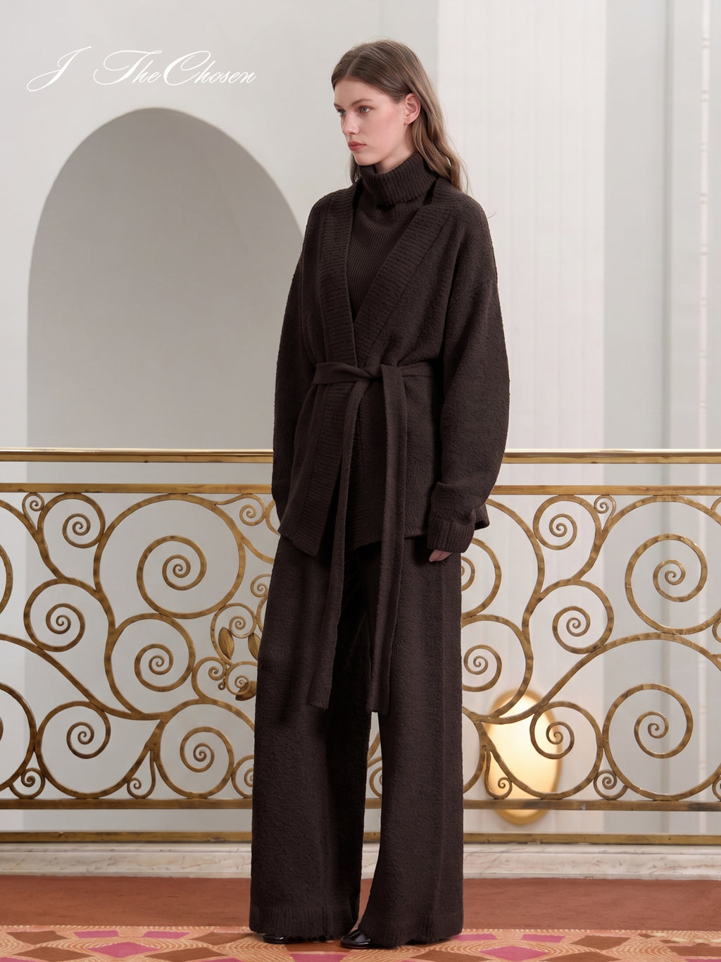 J TheChosen 3-Piece Knit Set with Tie Cardigan