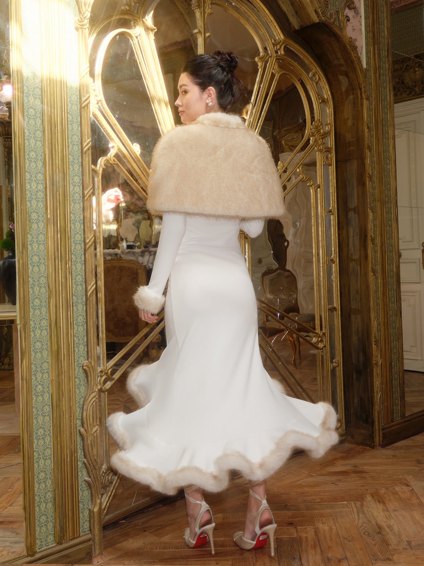 J TheChosen  Fur Wrap Dress Set