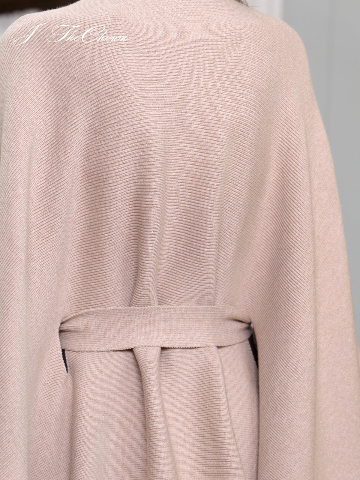J TheChosen Dolman-Sleeve Tie-Front Knit Cape Sweater