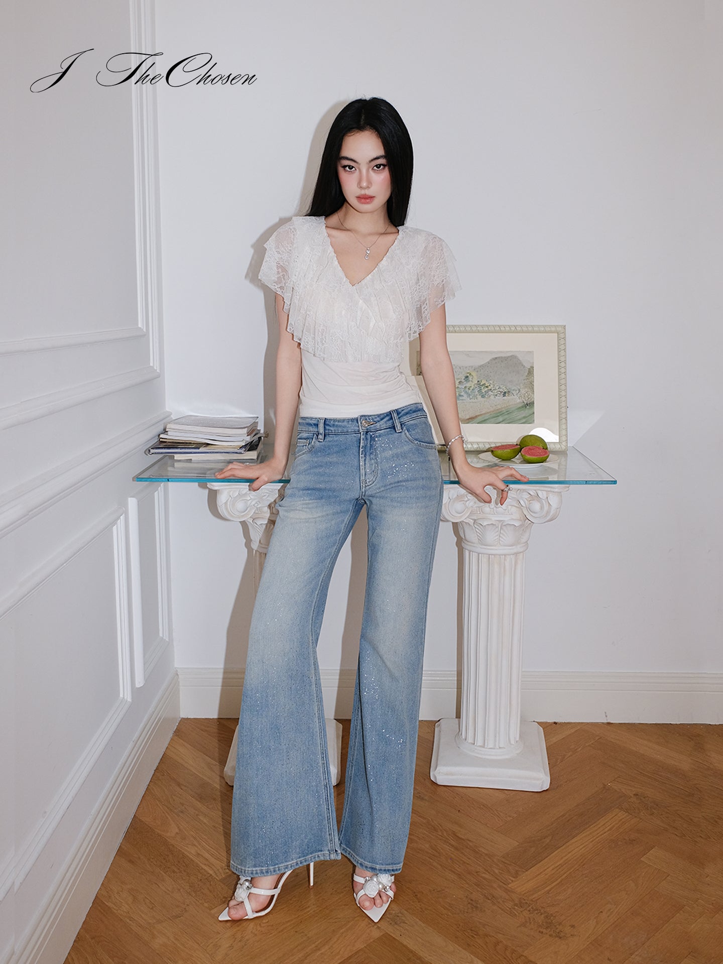 J TheChosen Silver-Speckled Slim Jeans