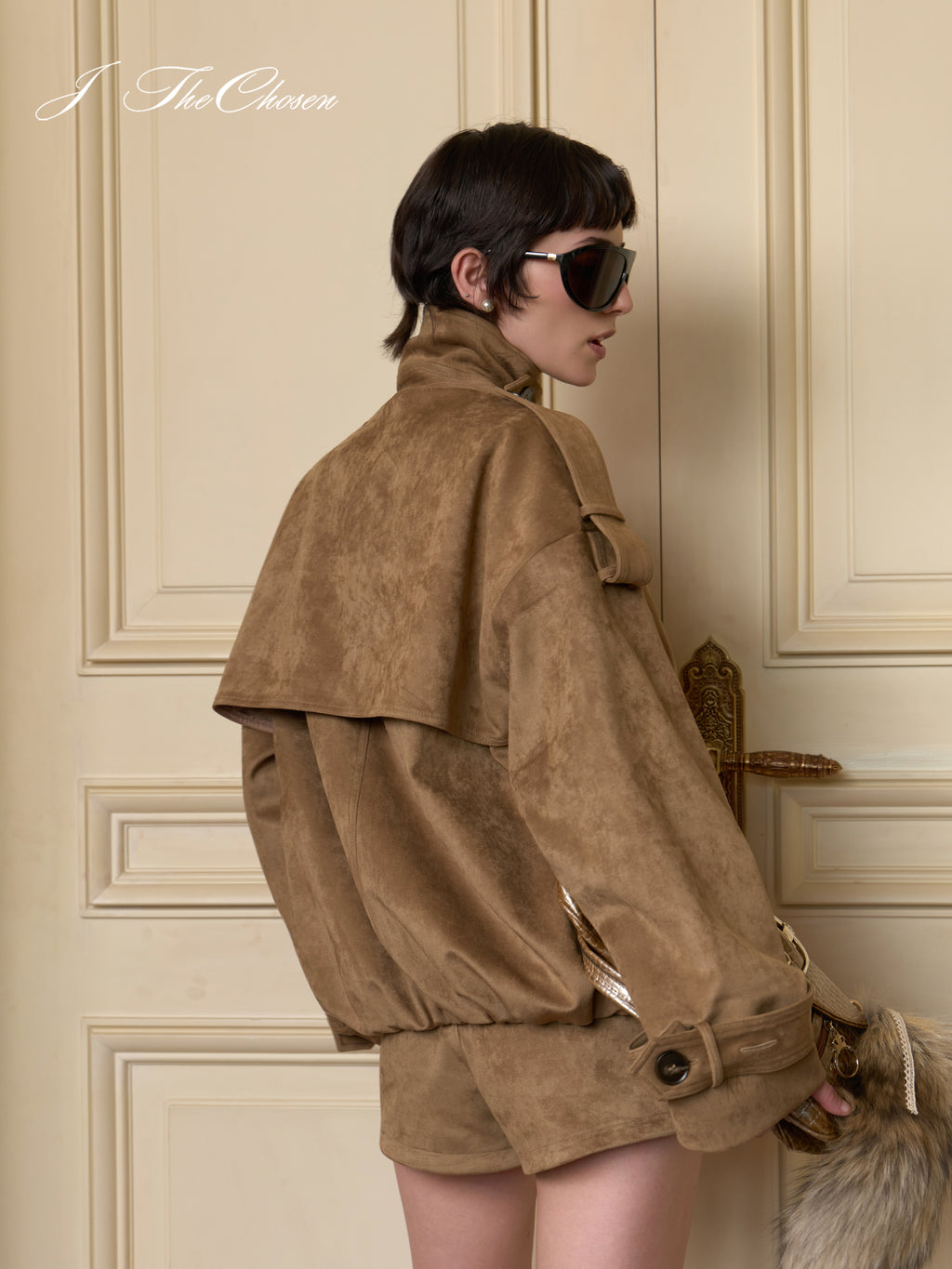 J TheChosen Suede Jacket & Shorts Set