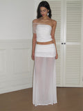 J TheChosen Mesh Beaded Strapless Top