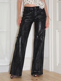 J TheChosen Black Waxed Wide-Leg Denim