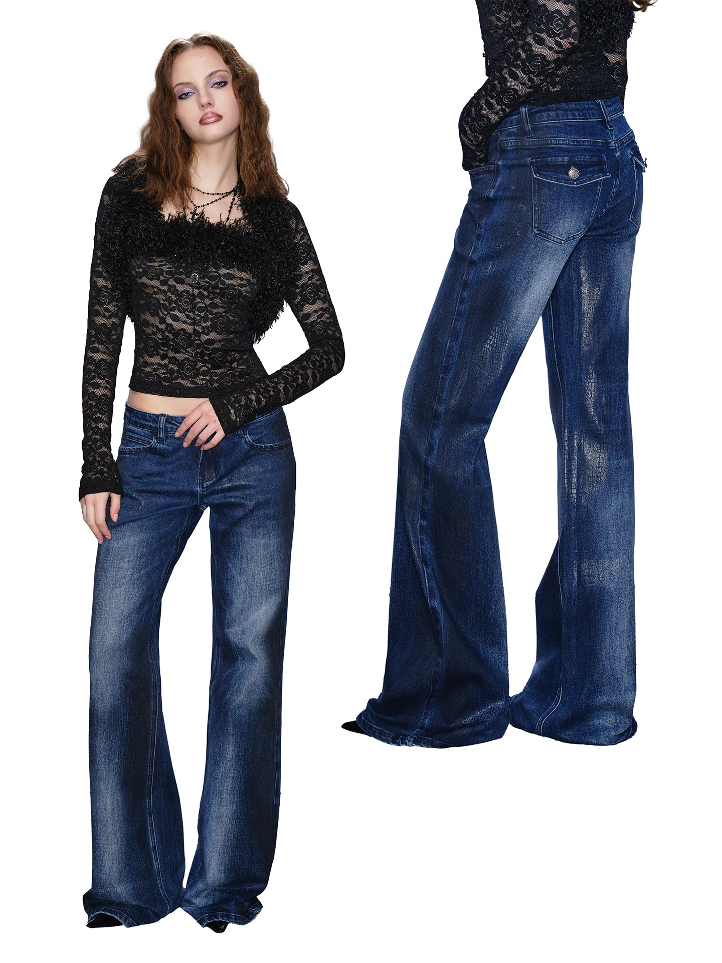 J TheChosen Snake Print Wide-Leg Jeans