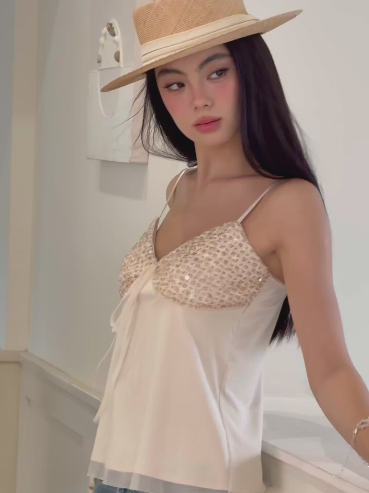 J TheChosen Sequin Mesh Strapless Layered Top