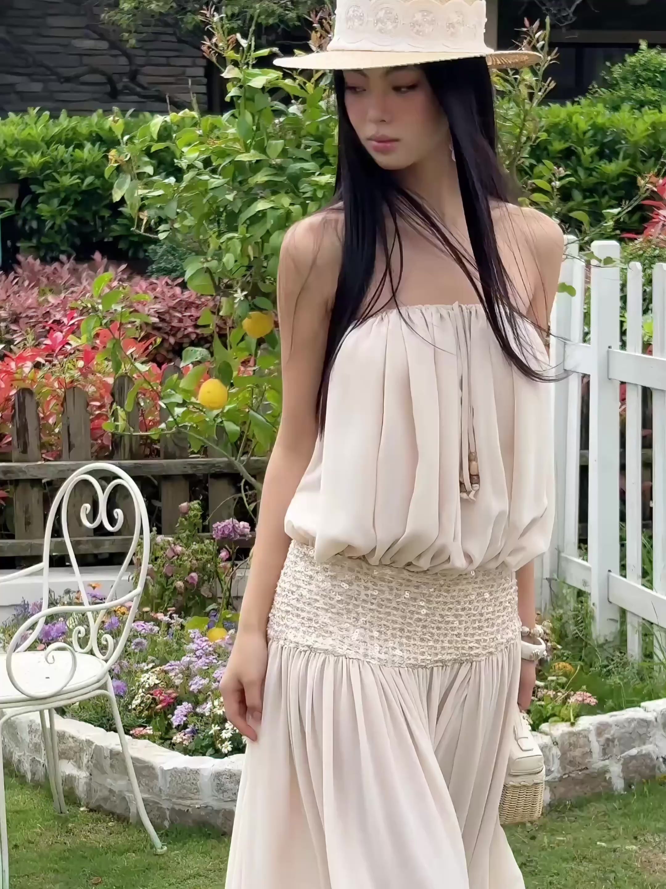 J TheChosen Strapless Sequin Flared Dress